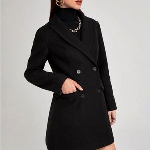 Solid Double Breasted Pea Coat